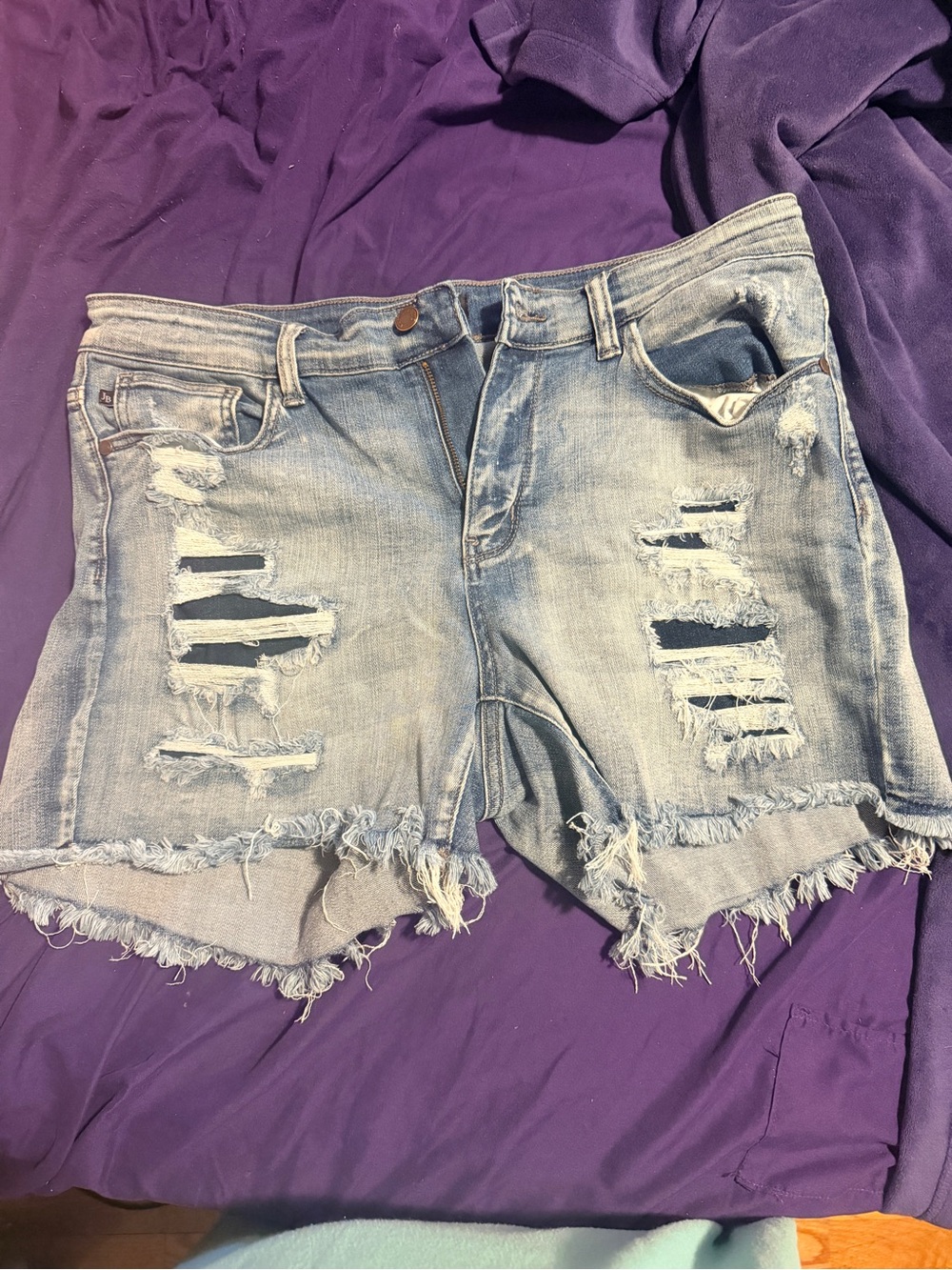 Judy Blue Light Blue Distressed Denim Cutoff Shorts